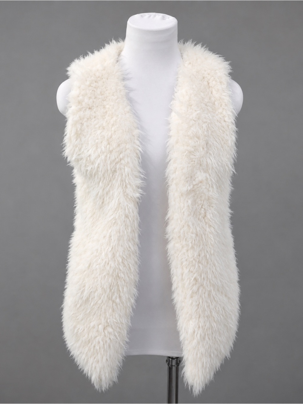 Off White Soft Plush Faux Fur Jacket Vest
